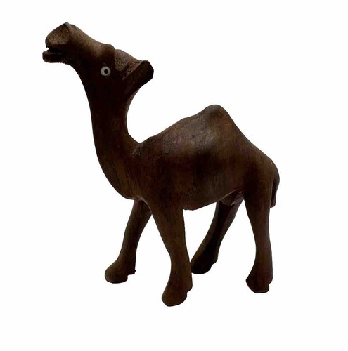 Folk art wooden camel statue - wooden,