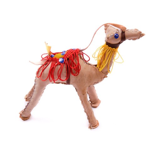 Leather camel figurine set - leather,